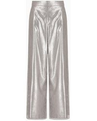 Giorgio Armani - Silk Cady Wide-leg Trousers In Silk And Tulle With Rhinestone Embroidery - Lyst