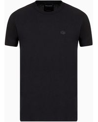 Emporio Armani - T-shirt in jersey Supima con micro patch aquila - Lyst