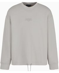 Emporio Armani - Double-jersey Sweatshirt With Matching, Embossed Embroidered Micro Logo - Lyst