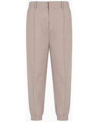 Emporio Armani - Pantalones Con Pliegues Y Bajo Elástico En Punto Doble - Lyst