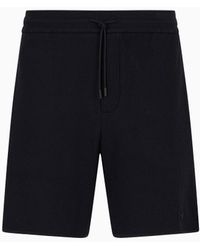 Emporio Armani - Comfort-fit Drawstring Bermuda Shorts In Canneté Jersey - Lyst