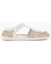 Giorgio Armani - Braided Leather And Cotton Sandals - Lyst