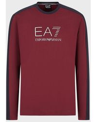 Emporio Armani T-shirt En Coton À ches Longues Athletic Colour Block - Rouge