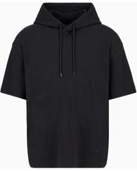 Emporio Armani - Short-sleeved Hooded Jumper In Canneté Jersey - Lyst