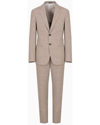 Giorgio Armani - Single-breasted Soho Line Suit In Linen And Virgin Wool - Lyst