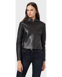 armani leather jacket womens
