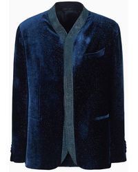 Giorgio Armani - Upton Line Single-breasted Jacket In Rhinestoned Velvet - Lyst