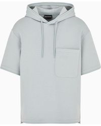 Emporio Armani - Short-sleeved Double-jersey Hooded Sweatshirt With A Patch Pocket - Lyst