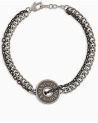 Emporio Armani - Stainless Steel And Ip Gun-plating Chain Bracelet - Lyst