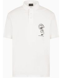 Emporio Armani - Armani Sustainability Values Lyocell-blend Jersey Polo Shirt With Dragon Embroidery - Lyst