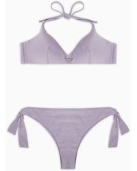 Emporio Armani - Lurex Fabric Padded Triangle Bikini - Lyst