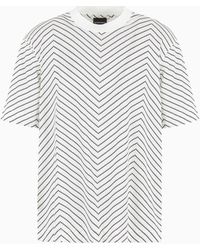 Emporio Armani - Lyocell Blend-jersey T-shirt With Macro Chevron Print And Asv Micro Eagle - Lyst