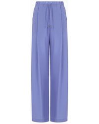 Emporio Armani - Palazzo Trousers In A Fluid Fabric - Lyst