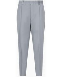 Emporio Armani - Travel Essentials Trousers In A Viscose Jersey Blend With Ribs And Elasticated Waist - Lyst