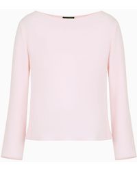 Emporio Armani - Technical Cady Blouse With Ruffle - Lyst