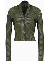 Emporio Armani - Cropped Cardigan With Wide-spaced Ribs - Lyst