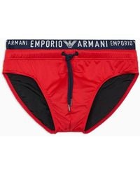 Emporio Armani - Costume Slip In Microfibra Riciclata Logoband Asv - Lyst