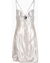 Giorgio Armani - Silk And Tulle Short Dress With Rhinestone Embroidery - Lyst