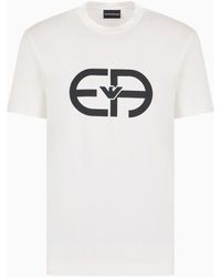 Emporio Armani - Asv Lyocell-blend Jersey T-shirt With Oversized Ea Logo - Lyst