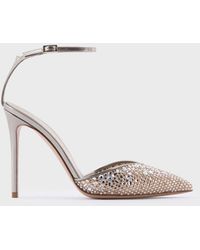 Giorgio Armani - Lamé Leather Court Shoes With Crystals - Lyst