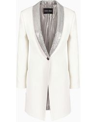 Giorgio Armani - Long Single-breasted Jacket In Embroidered Silk - Lyst