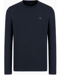 Emporio Armani - Supima Jersey Jumper With Micro Logo Patch - Lyst