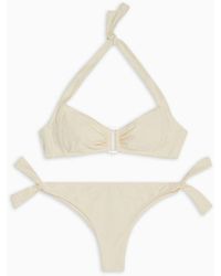 Emporio Armani - Padded Bandeau Bikini In Textured Lycra - Lyst