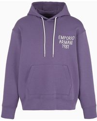 Emporio Armani - Sweatshirt Aus Doppellagigem Jersey Mit Kapuze Und Logo-stickerei - Lyst