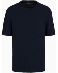 Giorgio Armani - T-shirt Girocollo In Jersey Di Viscosa E Cashmere Jacquard - Lyst