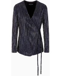 Giorgio Armani - Long Silk Jacket With Crystal Embroidery - Lyst