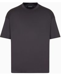 Emporio Armani - Loose-fit T-shirt In An Asv Lyocell-blend Jersey - Lyst