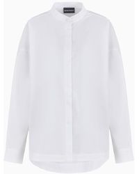 Emporio Armani - Polished Cotton Oversized Shirt With Guru Collar - Lyst