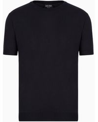 Giorgio Armani - Camiseta De Seda Y Algodón Con Cuello Redondo - Lyst
