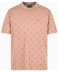 Emporio Armani - Jersey T-shirt With All-over Jacquard Graphic Design Motif - Lyst