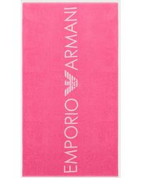 Emporio Armani Handtuch aus Baumwoll-Frottee - Pink
