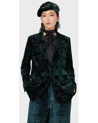 Emporio Armani Blazer in velluto con lamina floreale - Multicolore