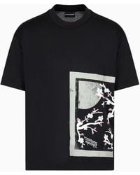 Emporio Armani - Asv T-shirt Aus Einer Jersey-lyocell-mischung, Mit Stickerei Und Orient-print - Lyst