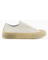 Emporio Armani - Leather Sneakers With Vulcanised Soles - Lyst