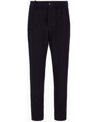Emporio Armani - Chinos In 3d-effect Virgin-wool Stretch-jersey Knit With Ribs - Lyst