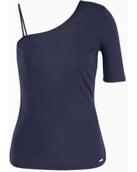 Armani Exchange - One-shoulder Top In Draped Matte Jersey - Lyst
