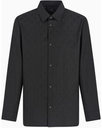 ARMANI EXCHANGE - Chemise En Coton Coupe Régulière Avec Logo Intégral Ton Sur Ton - Lyst