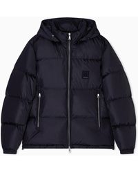 ARMANI EXCHANGE - Hooded Down Jacket With An Ultralight Quilted Design Icon - Lyst