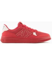 Armani Exchange - Suede Effect Sneakers With Contrasting Detail - Lyst