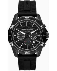 Armani Exchange - Chronograph Black Silicone Watch - Lyst