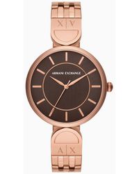 Armani Exchange - Three-hand Rose Gold-tone Stainless Steel Watch - Lyst