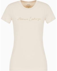 Armani Exchange - Slim Fit T-shirt With Glitter Logo - Lyst
