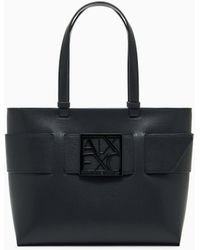 ARMANI EXCHANGE - Structured Tote Bag With Front Logo And Double Handles - Lyst