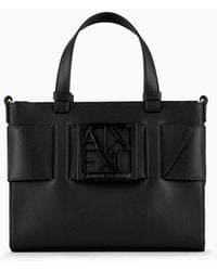 Armani Exchange - Medium Tote Bag With Double Handles And Shoulder Strap - Lyst