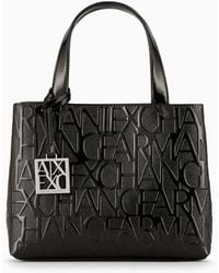 Armani Exchange - Shopper Mit Allover Geprägtem Logo-schriftzug - Lyst