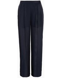 Armani Exchange - Straight Leg Trousers In Shiny Creponne - Lyst